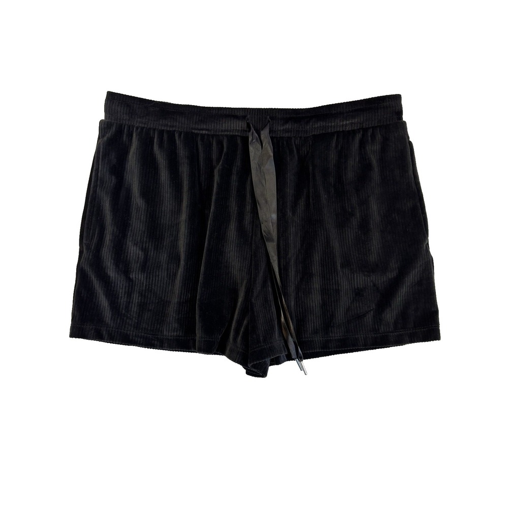 Jaclyn Intimates Women's Large Sexy‎ Black Velour Striped Pajama Shorts Comfy